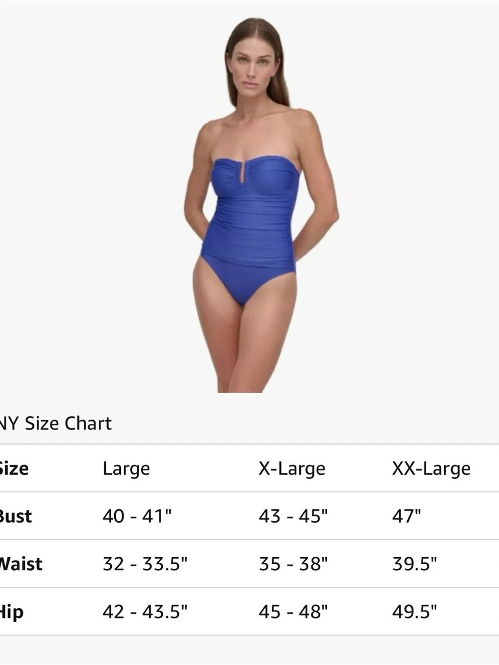 DKNY Women's U-Wire Bandeau One Piece Swimsuit with Tummy Control XL